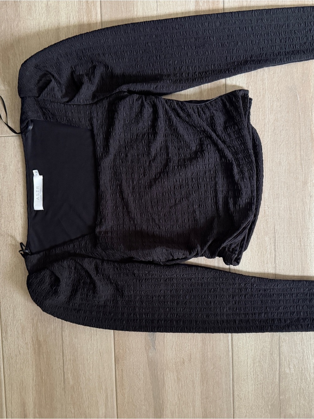 Astr Black Textured Long Sleeve Top
